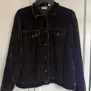 Chico’s Brown Velvet Jacket – Button Front – Soft Luxe Layer